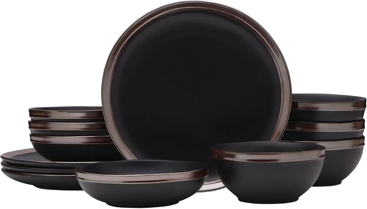

Miller 12 Piece Dinnerware Set, Service for 4, Black