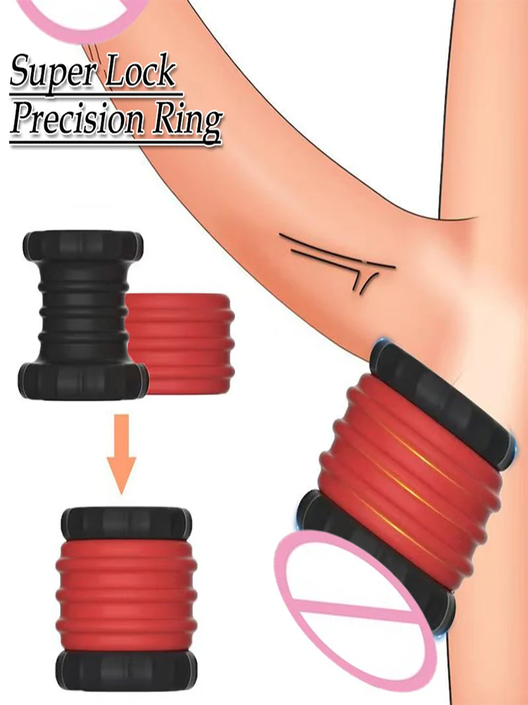 

Removable Silicone Reuse Penis Ring Time Lock Cock Lasting Erection Extender Scrotal Testis Restriction Chastity Sex Toys For Ma