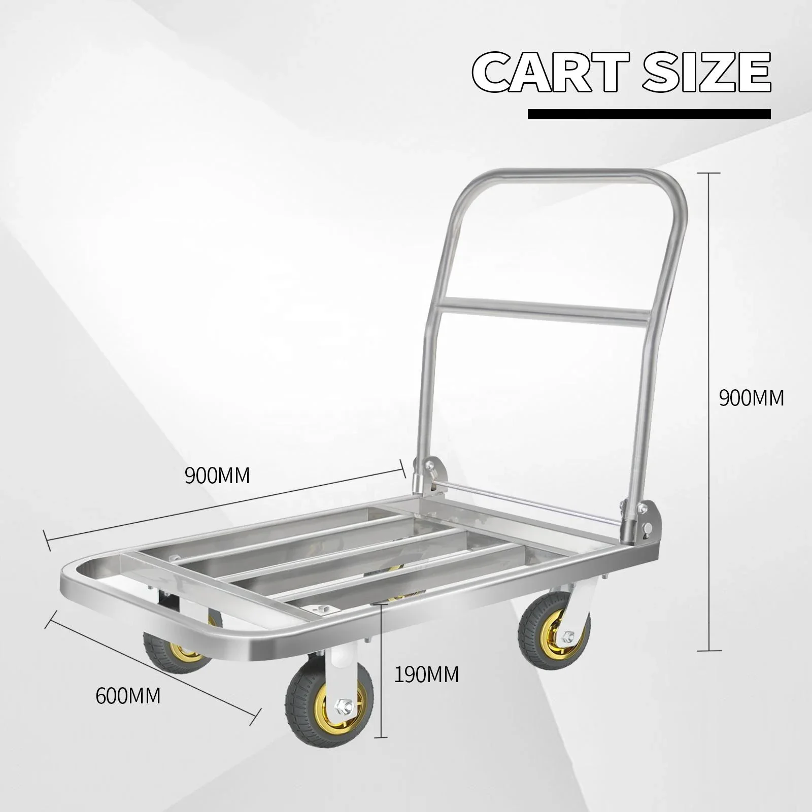 Imagem -02 - Stainless Steel Plataforma Hand Carts Square Tube Trolleys Wheels Capacidade 400kg