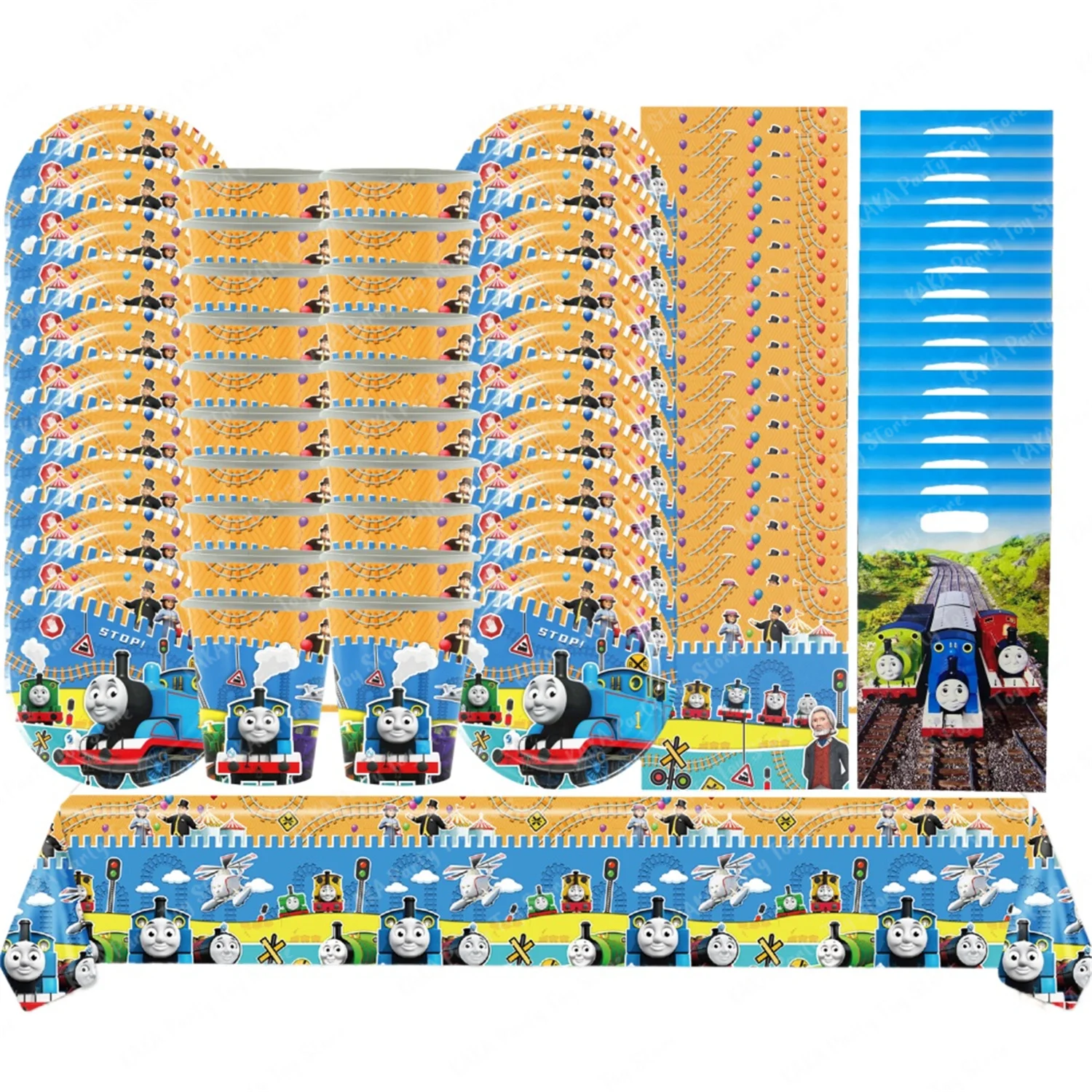 

81Pcs/Set Thomas Birthday Party Supplies Decorations The Train Theme Gift Bag Tablecloth Napkins Plates Cups For Kids Toys Gifts