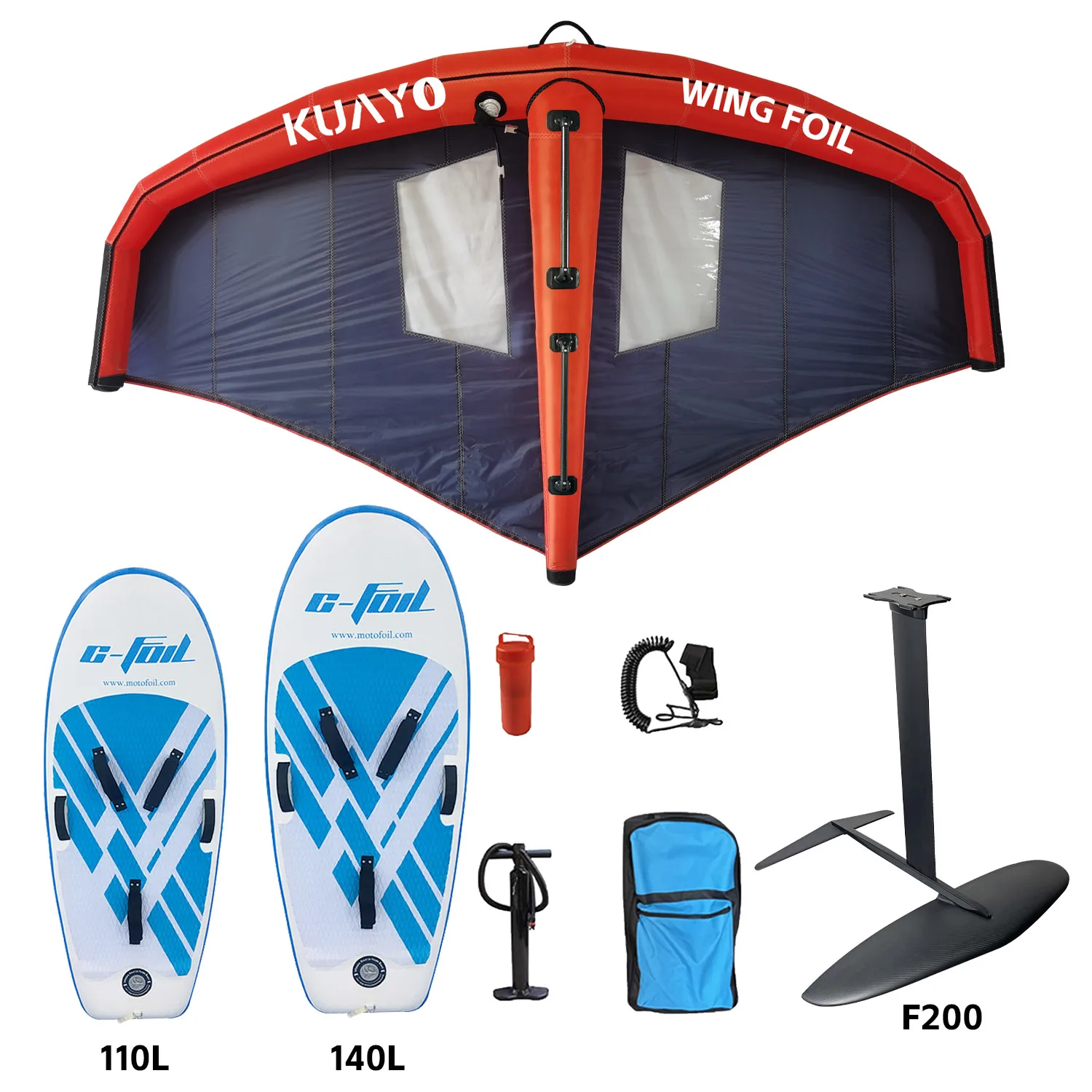 2026 Hot Sale Wing Foil Package Carbon Wingfoil Kitesurfing Set 3 In 1 Pieces Beginner Foil Surf Kit With Pumping & Down Wind