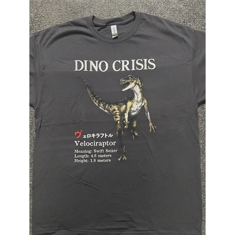 Men's T-shirt Retro Dinosaur Crisis Velociraptor American Y2k T-shirt, Suitable for All Seasons, Unisex T-shirt