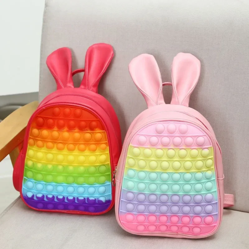 Fashion Multicolour Children Backpack Silicone Zipper Student School Bags for Girls Waterproof Cartoon Cute Shoulder Bag Mochila