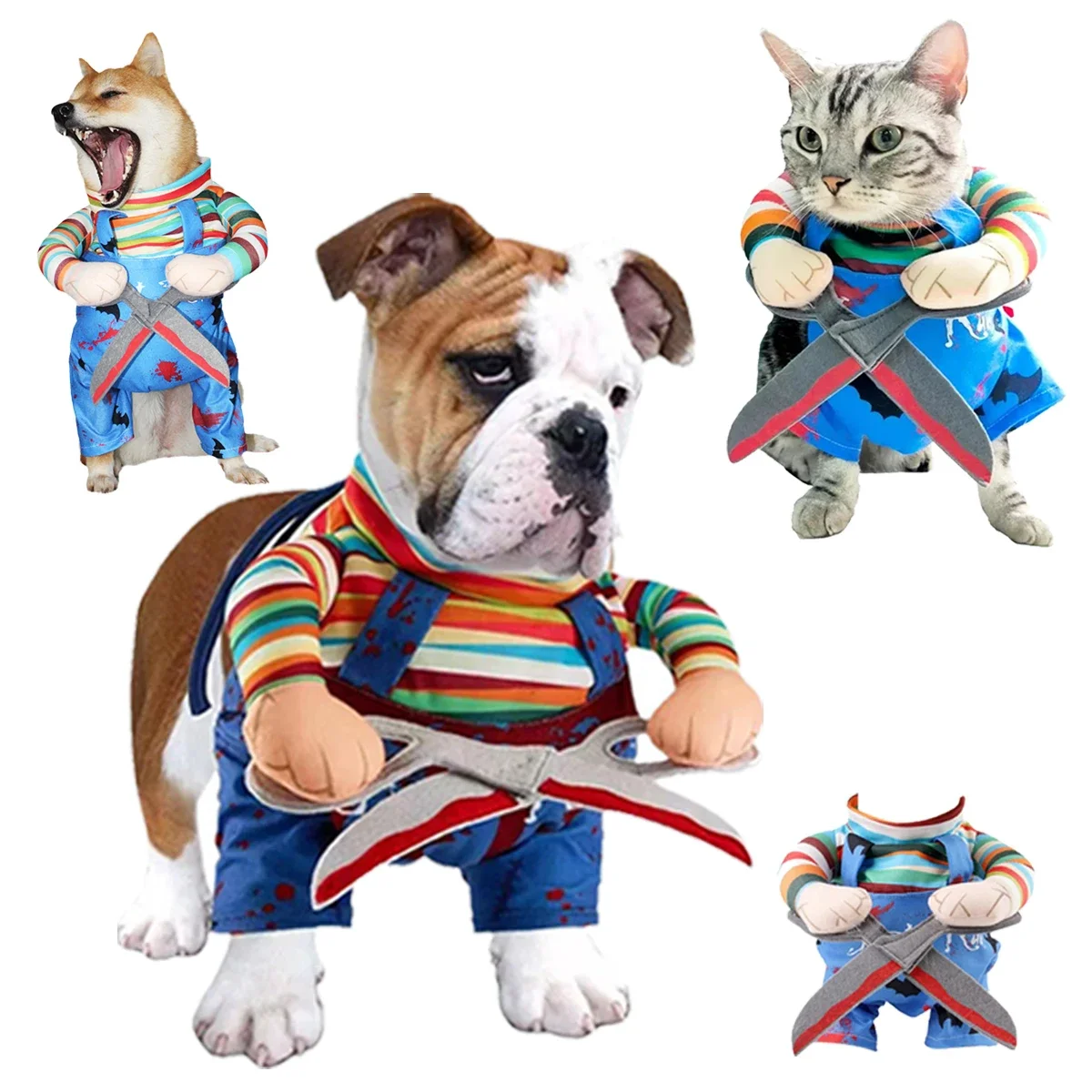 

Halloween Dog Costume Pet Dog Fancy Dress for Cats Puppy Cosplay Outfits W/ Funny Scissor-shaped Pet Clothing for Birthday Party