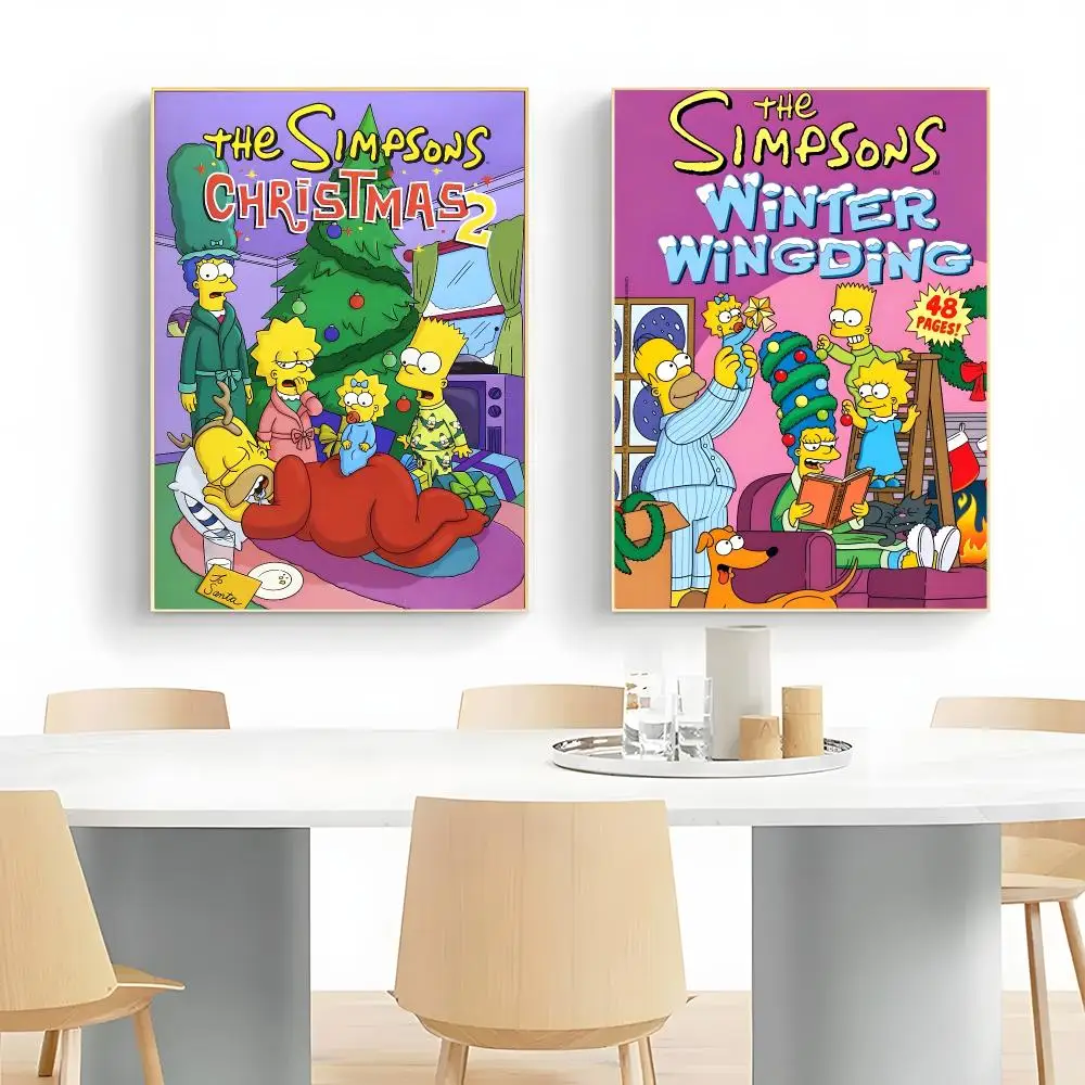 Classic Animation T-The Simpsons Poster Frameless Peel-and-Stick Removable Wall Art Print