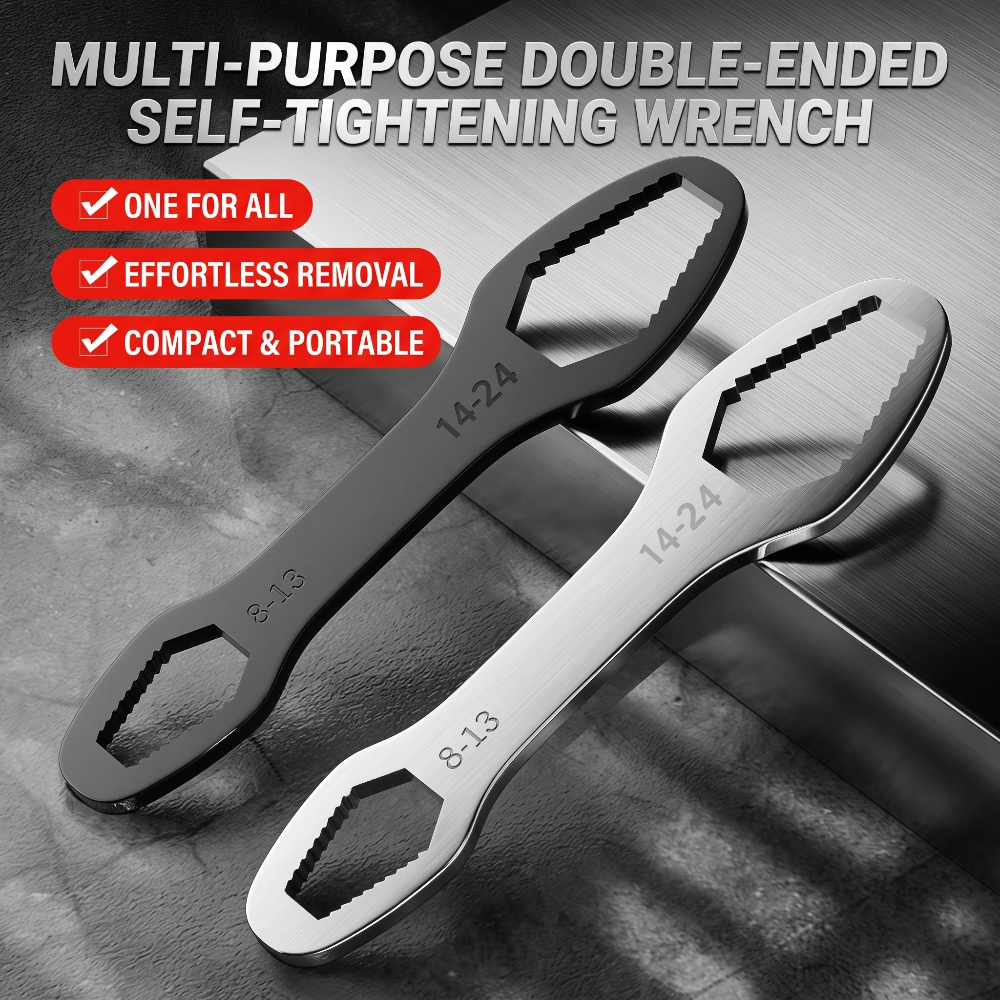Universal Torx Wrench 8-24mm Self-Tightening Double-Ended Spanner Cr-V Steel Hand Tool for Auto Repair Mechanical DIY Project