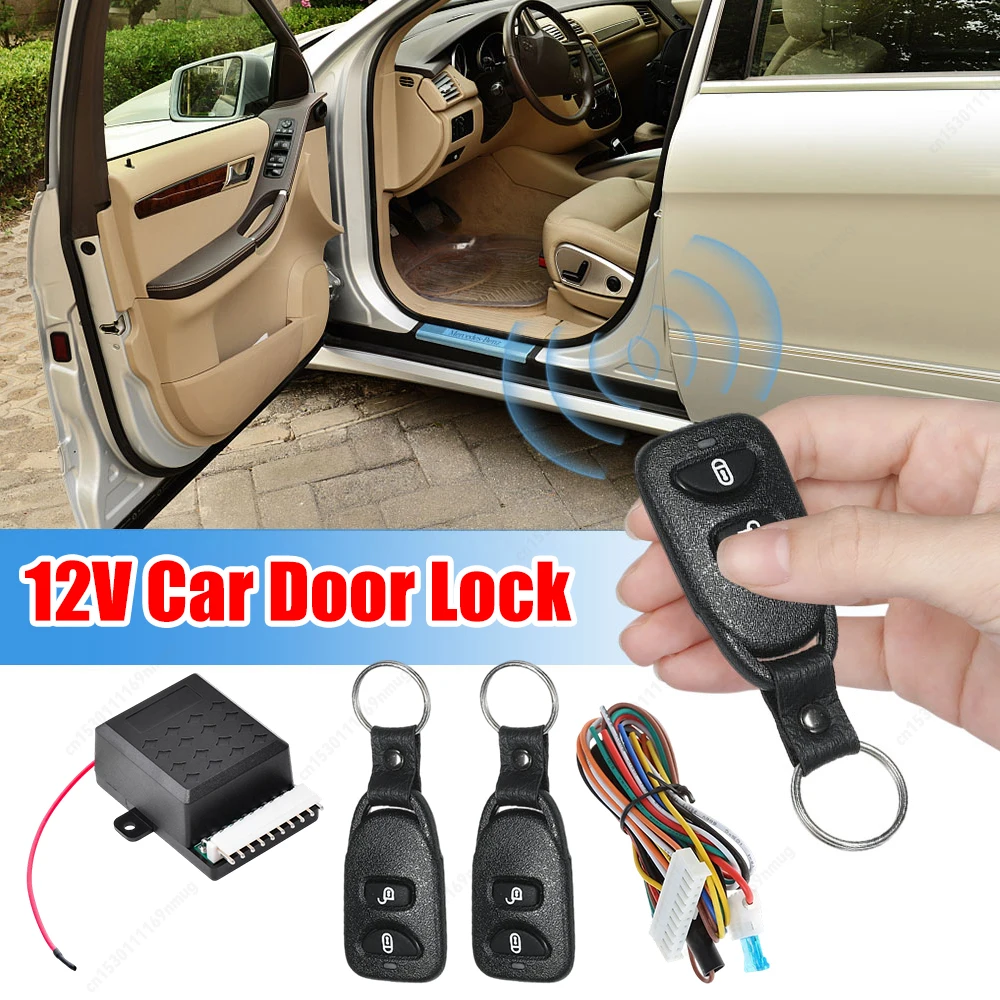 12V Car Door Lock with 2 Remote Control Auto Locking Security Keyless Entry Kit Universal Auto Remote Central Kit Portable