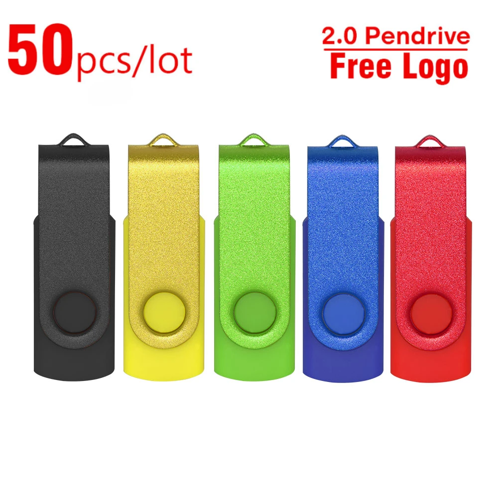 Wholesale metal Pen Drive 50PCS 16GB 32GB 64GB USB 2.0 for Gifts Pendrive 8GB USB Flash Drive Free laser 1GB 2GB 4GB