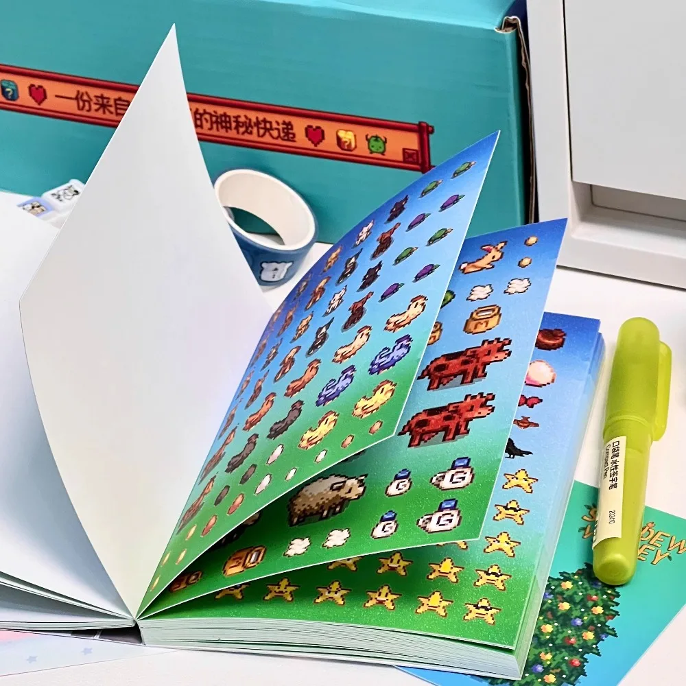 Stardew Valley-libro de pegatinas troqueladas estilo píxel, diario artesanal, Material de decoración divertido, bonito, encantador, creativo, único