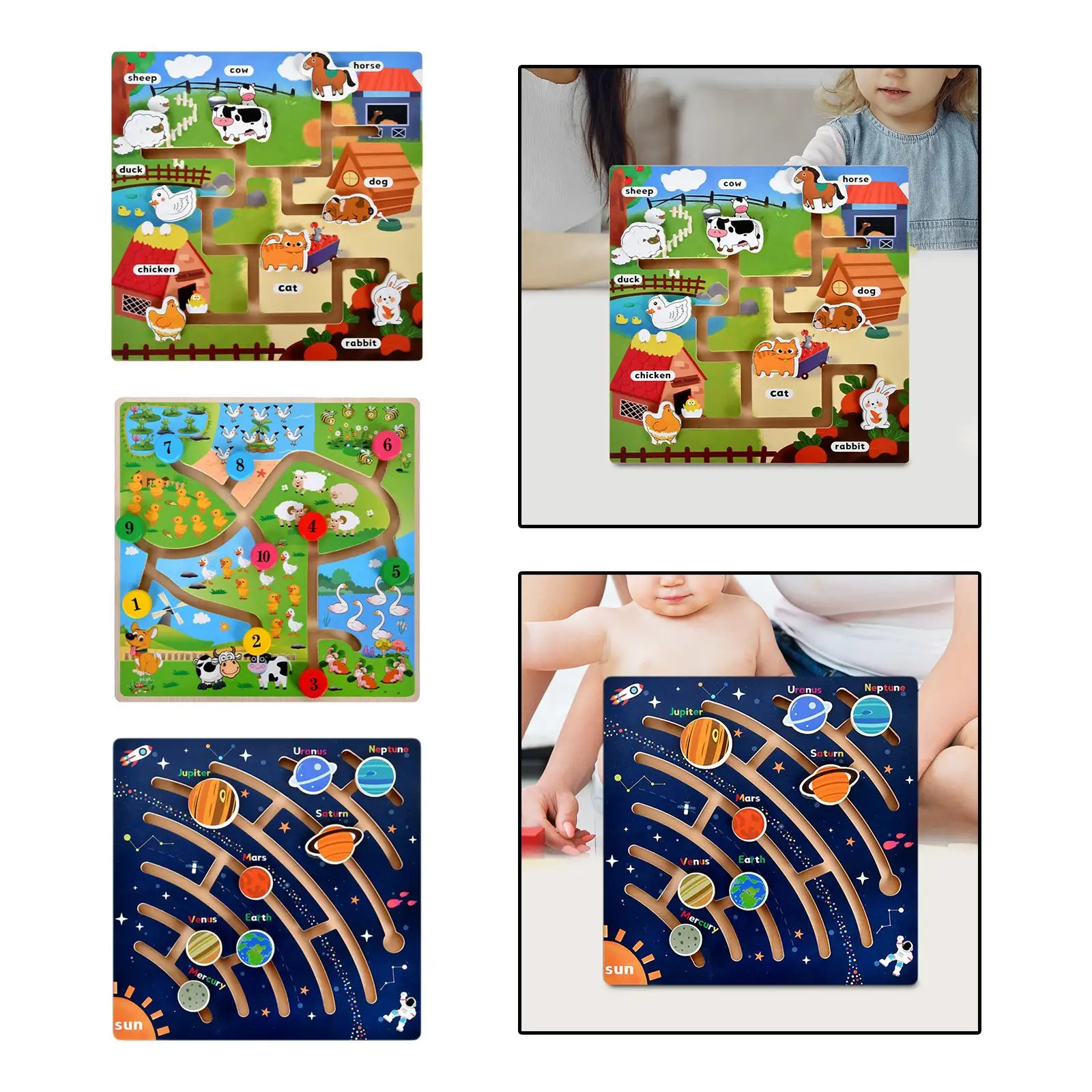 Houten Puzzel Speelgoed Houten Ruimte Planeten Ontwikkeling Wetenschap Speelgoed Vroege Planeet Puzzel Doolhof Puzzel Spel Voor Meisjes Kinderen