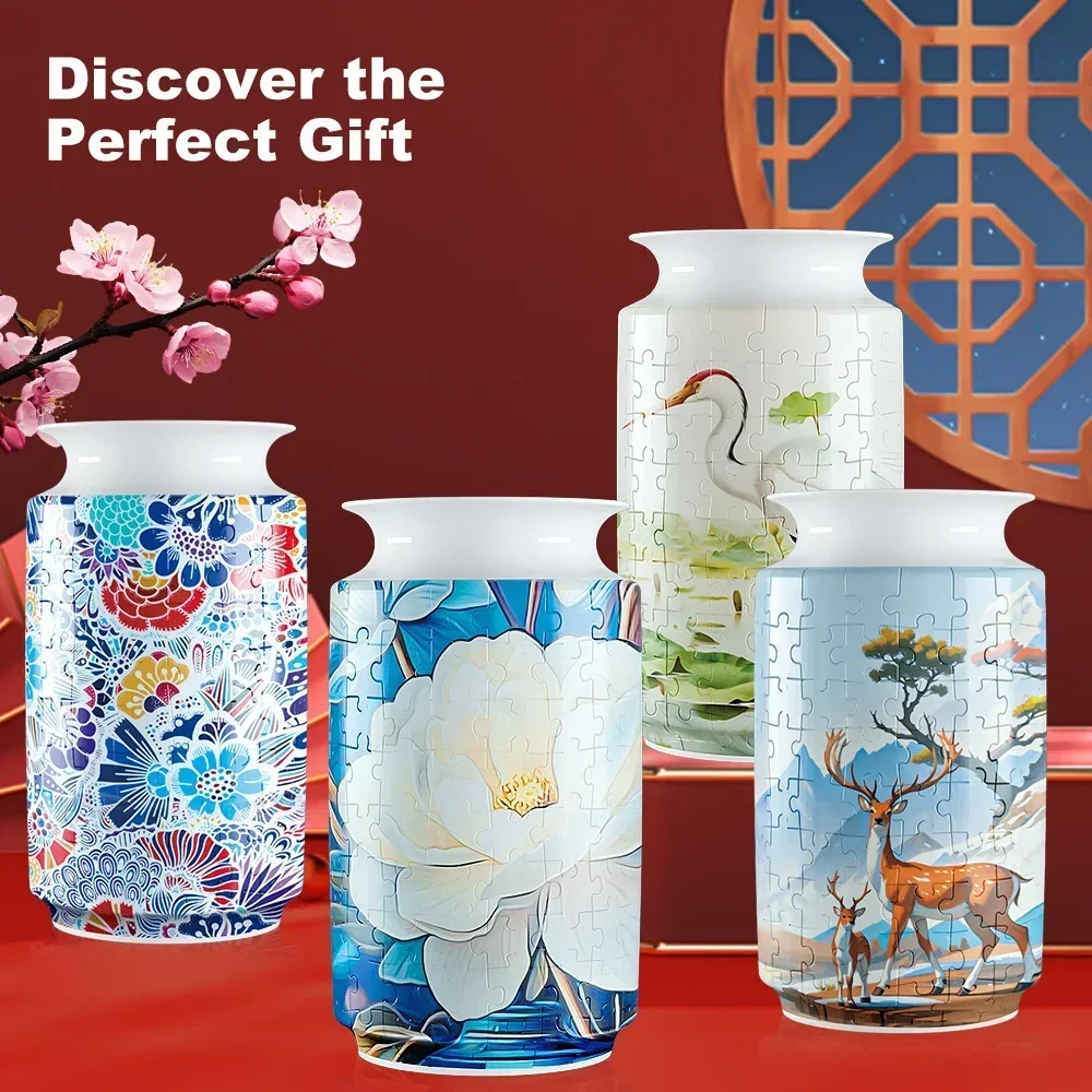3D Puzzle Vase Creative DIY Handmade Flower Vase Three Dimensional Puzzle Bottle Vase for Arranging Flower Home Decoration Gifts