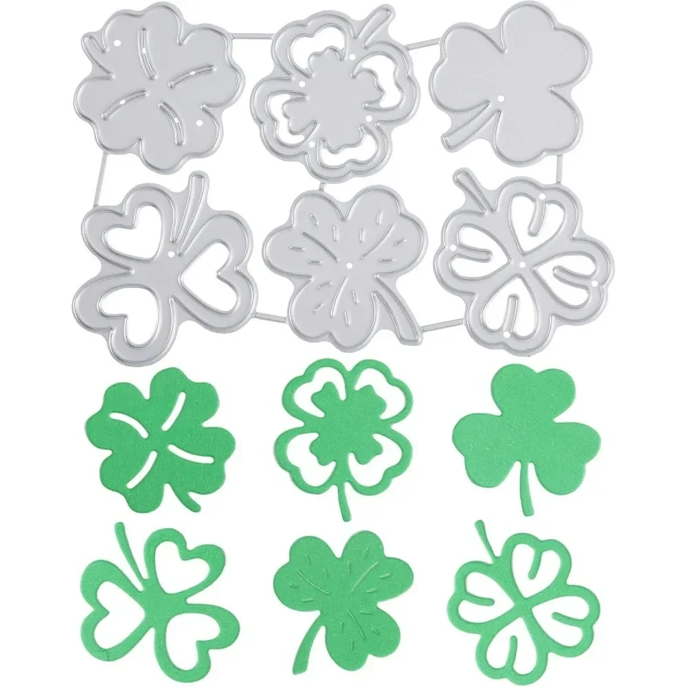 1 Set Kleeblatt-Stanzformen aus Metall, St. Patrick's Day-Schablonen für DIY-Scrapbooking, Hochzeit, Geburtstag, Valentinstag, Karten