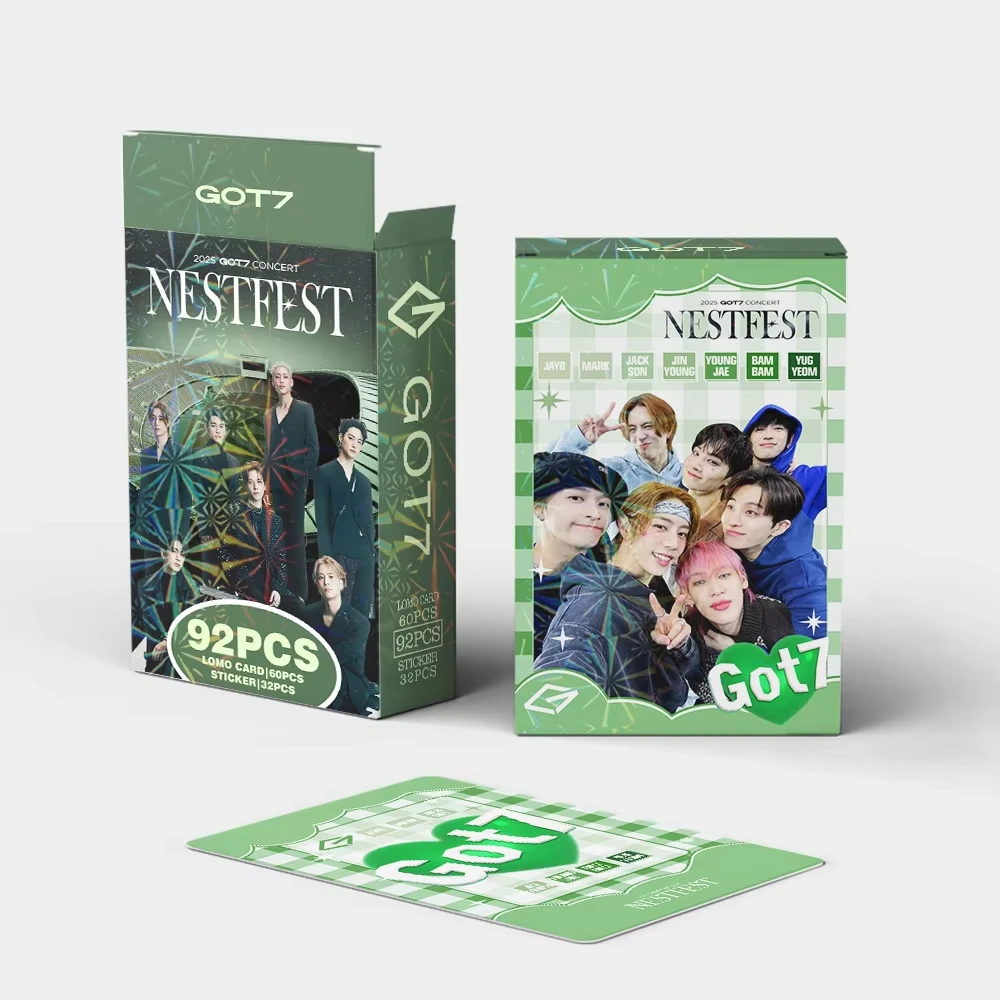 92 Teile/satz GOT7 Idol Boy Neues Album NESTFEST Lomo Karten Jackson Jay B JinYoung Mark HD Printd Fotokarten Und Aufkleber Fans Geschenk