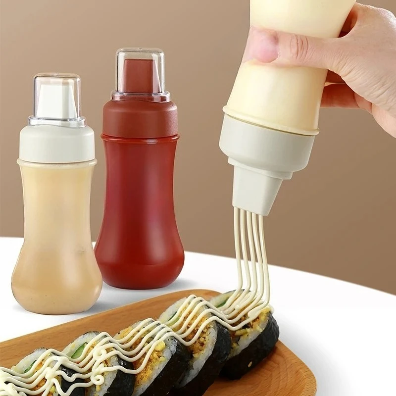 Food Grade Thickened Five Hole Graduated Extruded Sauce Bottle With Dust Cover Kitchen Condiment Seasoning Squeeze Dispenser