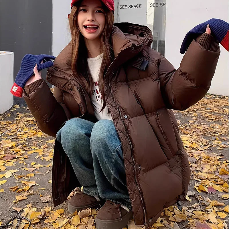 Winter Warm Hooded High-Quality Thick Women Down Jacket 2025 New Temperament Solid Color White Duck Down Women Down Jacket H492