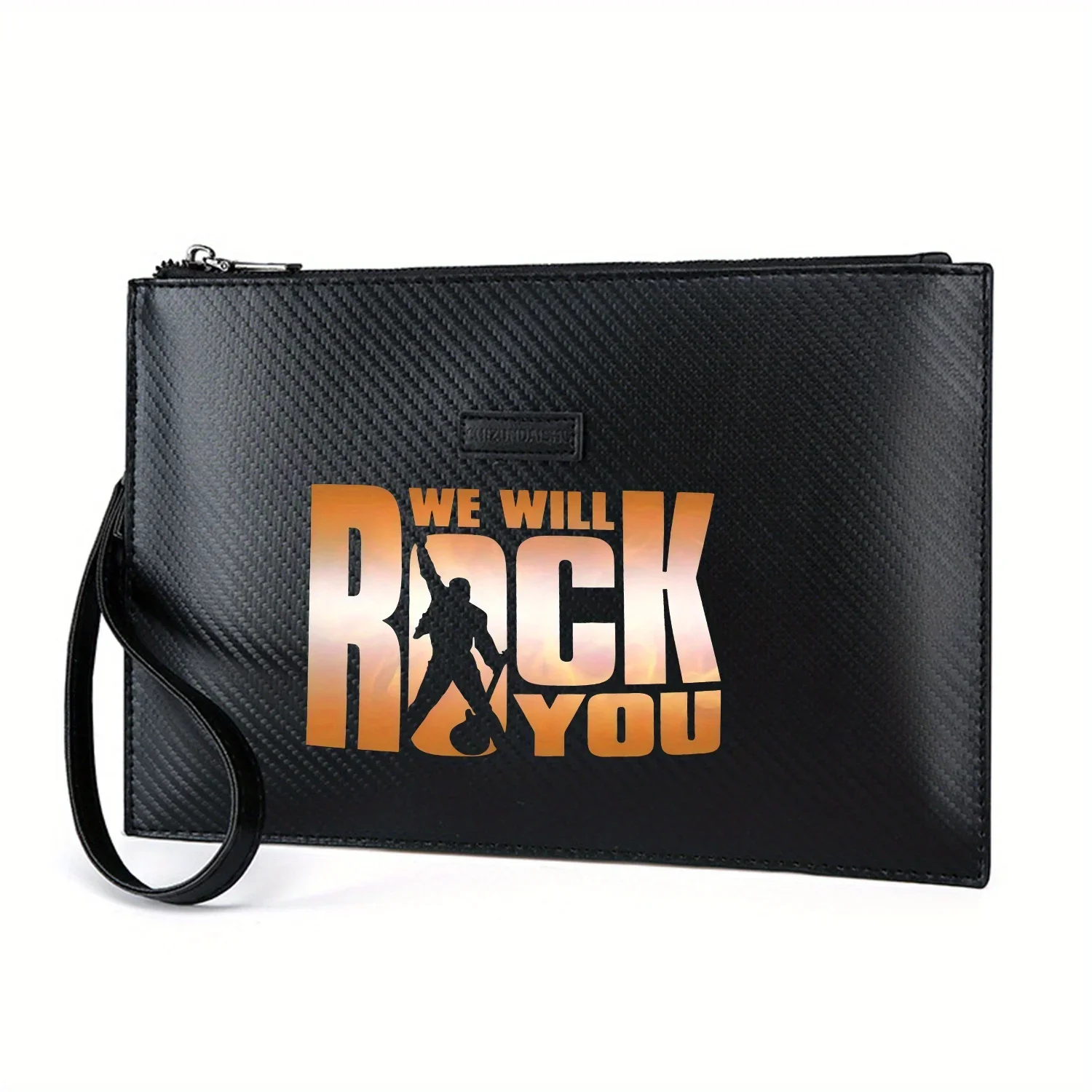 Rock silhouette We will you Elegant Printed PU Men's Handbag Fashionable and Practical for Everyday Carry