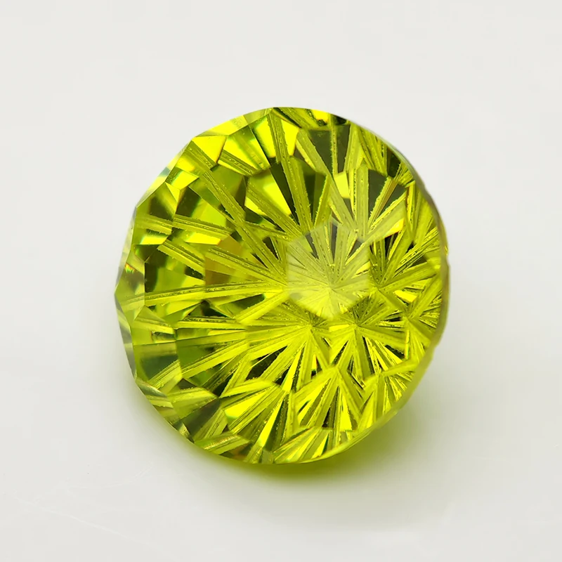 New Apple Green 5.0-12.0mm Round Pyrotechnic Cut Cubic Zirconia Stones Loose Gemstone for Jewelry Making