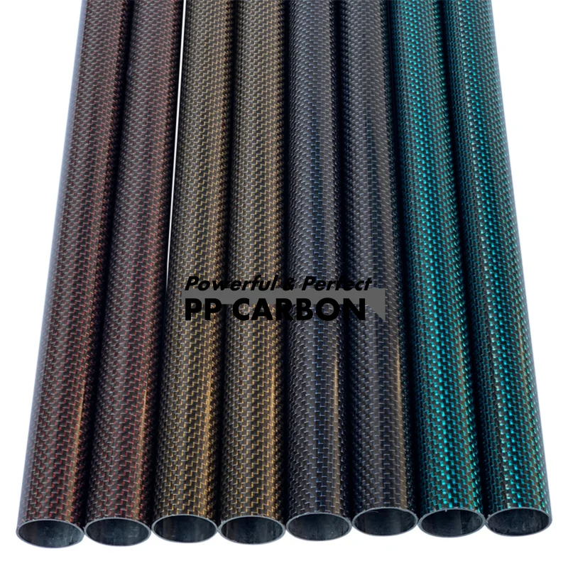 Colored Carbon Fiber Tube for RC Drone Accessories AQUA OD 6-30mm 500MM 2Pcs 3K Gold Tweed Thread Unique Glossy Plain pipe