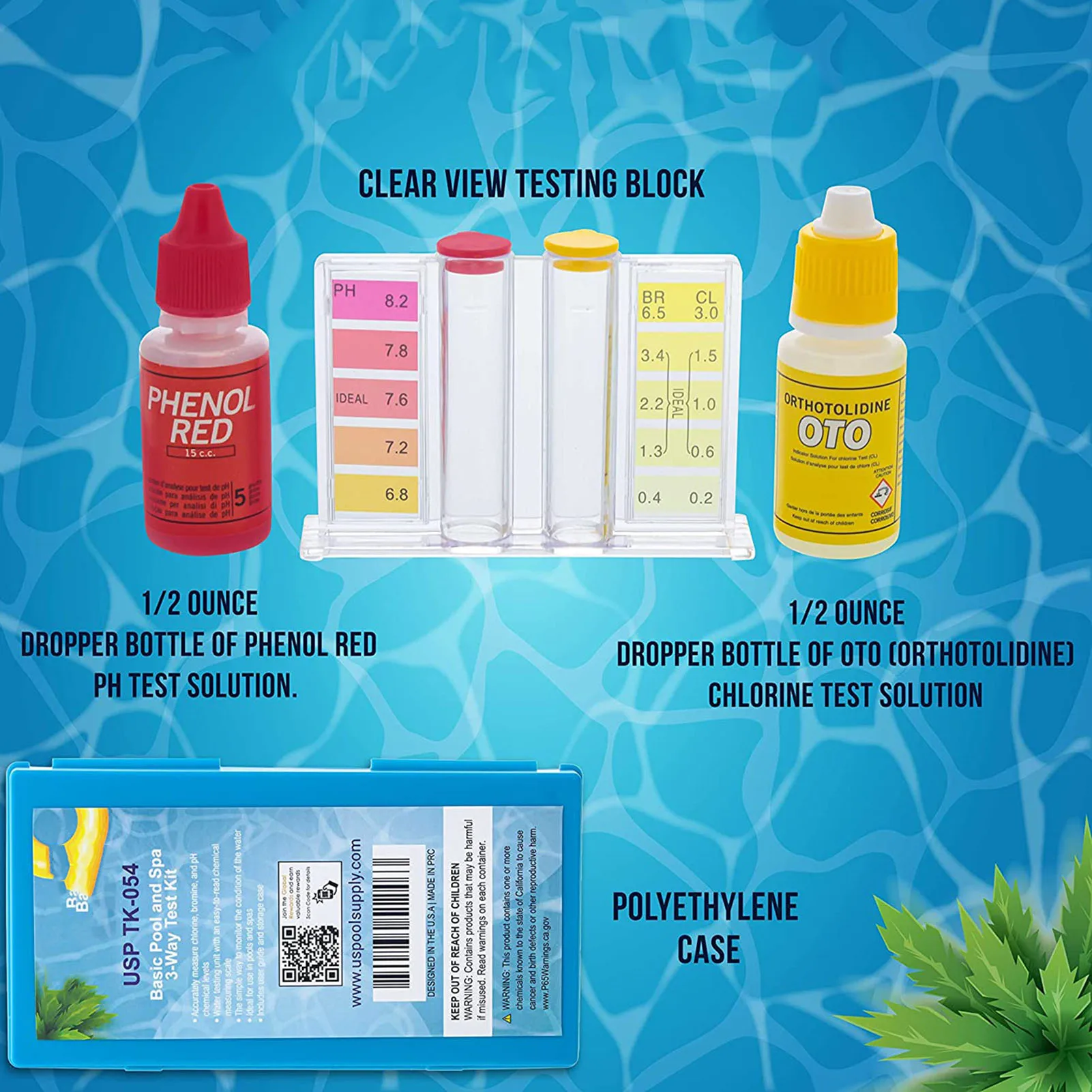 2-Way Swimming Pool & Spa Test Kit Liquid Reagent pH Indicator 20ml Maintain The Proper Chemical Balance of Pool Water