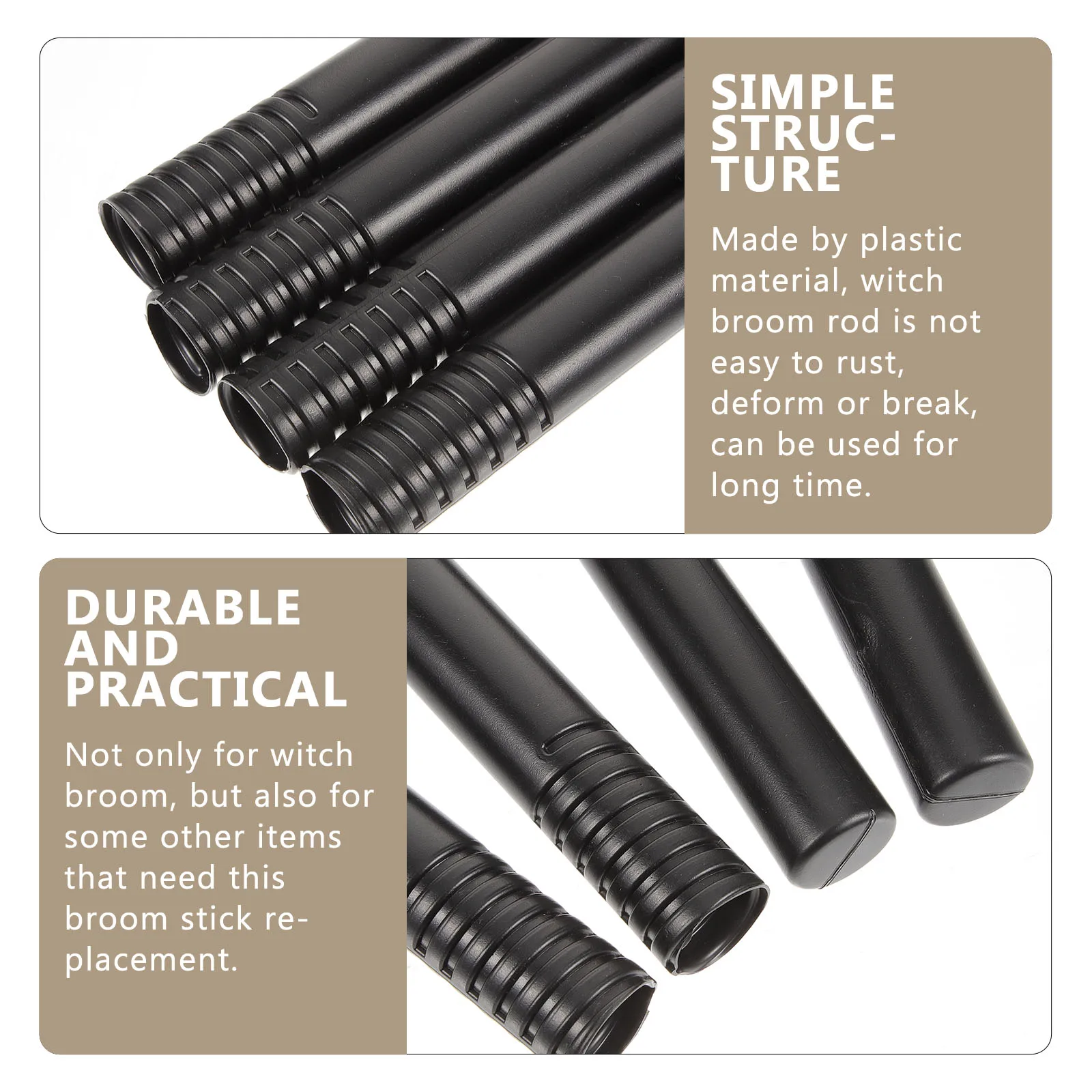 

4pcs Witch Broomstick Accessories Replacement Rod Plastic Part Pole H Halloween Cosplay Suitable Length Kitchen Facility
