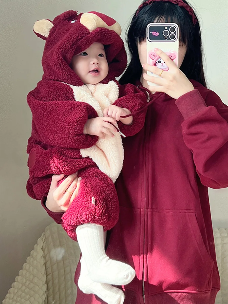 

Очаровательная утепленная флисовая зимняя верхняя одежда для малышей с полосатым дизайном в виде медведя, хлопковая куртка с длинными рукавами, шелковый топ для женщин