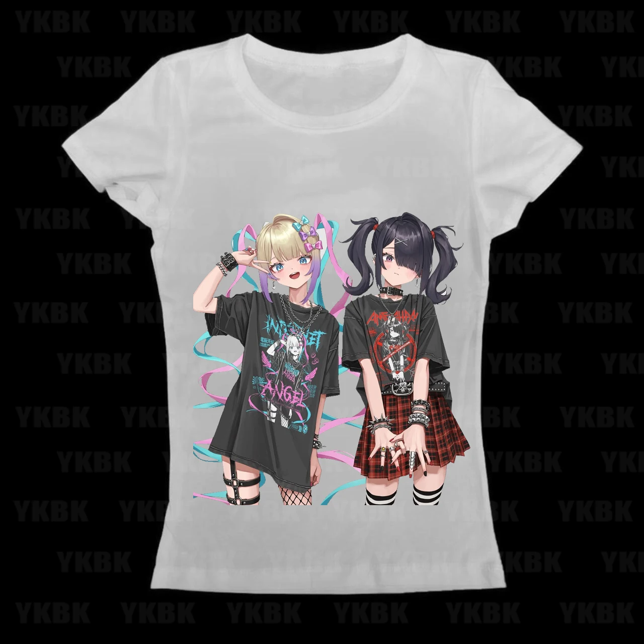 Grunge Alt Women Anime Needy Girl Overdose Print T‑shirt Ame Chan Y2K Slim Fit Short Sleeve Harajuku Casual Tee Top