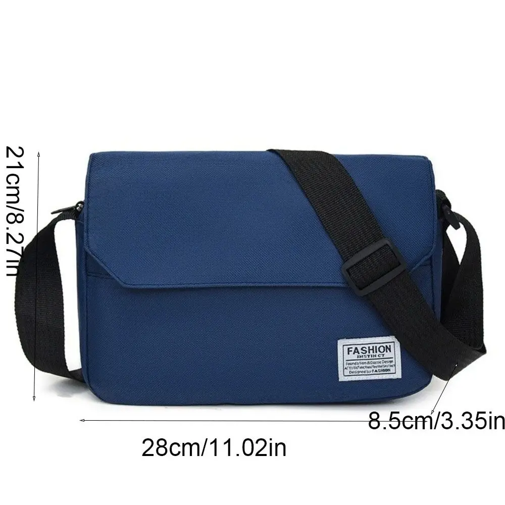 حقيبة ساعي البريد للرجال بلون سادة، حزام قابل للتعديل، حقيبة كتف نايلون بسيطة، سعة كبيرة، متعددة الجيوب، حقيبة كروس رياضية #5
