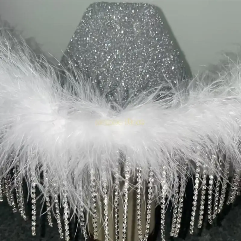 31BFスパンコールラインストーンタッセルカウボーイハットウェディングカウガールハットシーサイドハットフェザーブリムウエスタンエレガントドレスアクセサリー