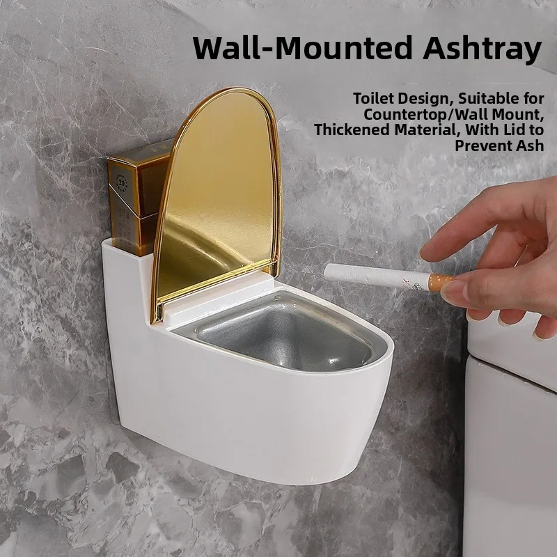 

Creative Toilet Plastic Ashtray Decorative Home Bathroom Luxury Storage Cigarette Box with Lid Advertising Gifts Logo