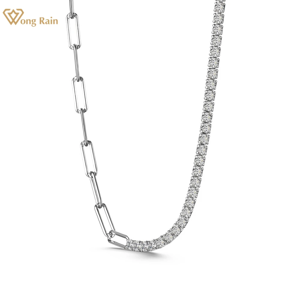 

Wong Rain 18K Gold Plated 925 Sterling Silver Round Cut Lab Sapphire Gemstone Tennis Chain Necklace For Women Jewelry Wholesale