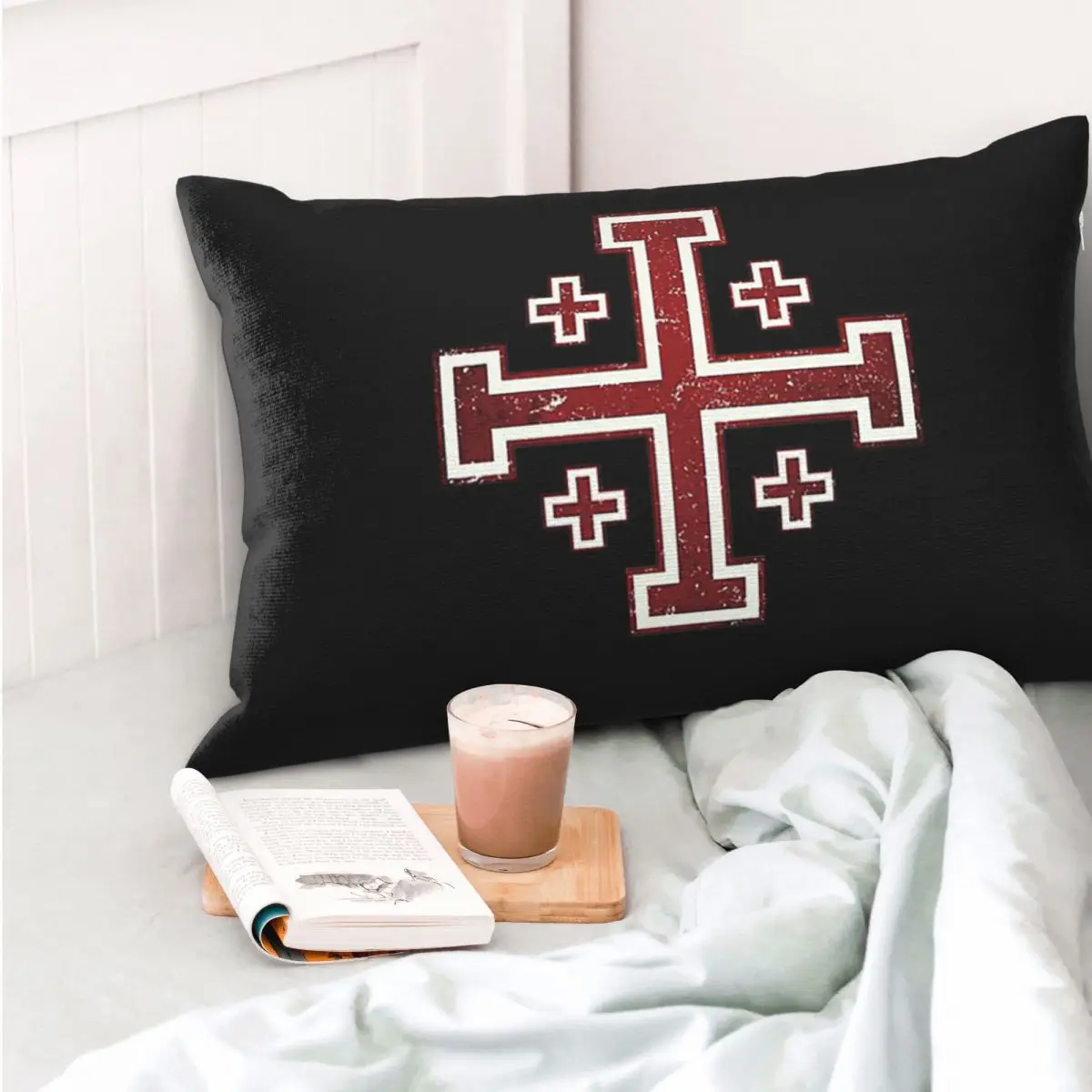 Jerusalem Cross Medieval Knights Cross Crusader Rectangle Pillowcase Cushion Cover Bedroom Bed Home Comfort Throw Pillow
