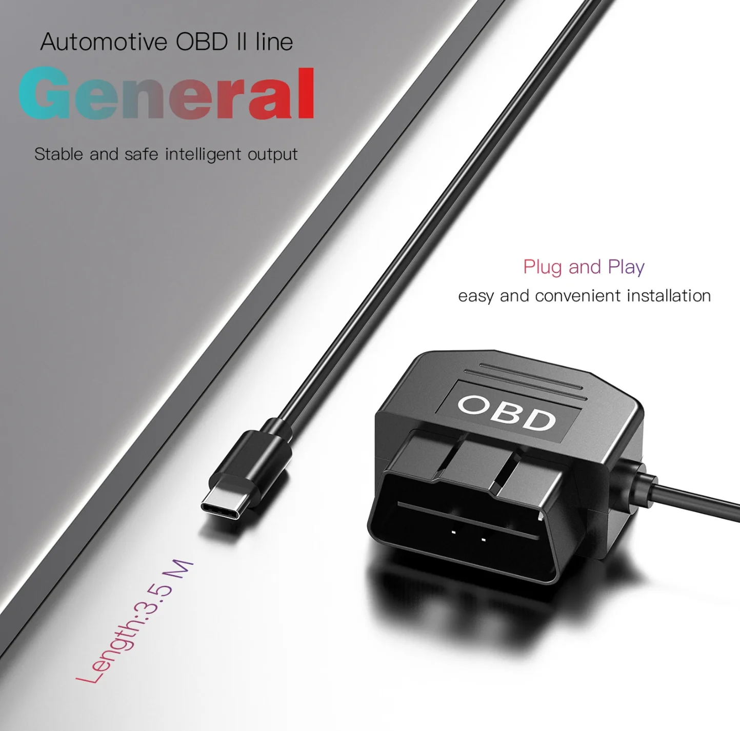 كابل طاقة شاحن Obd إلى النوع C لكاميرا داش سيارة DVR 24h وقوف السيارات اكسسوارات السيارات حماية البطارية #3