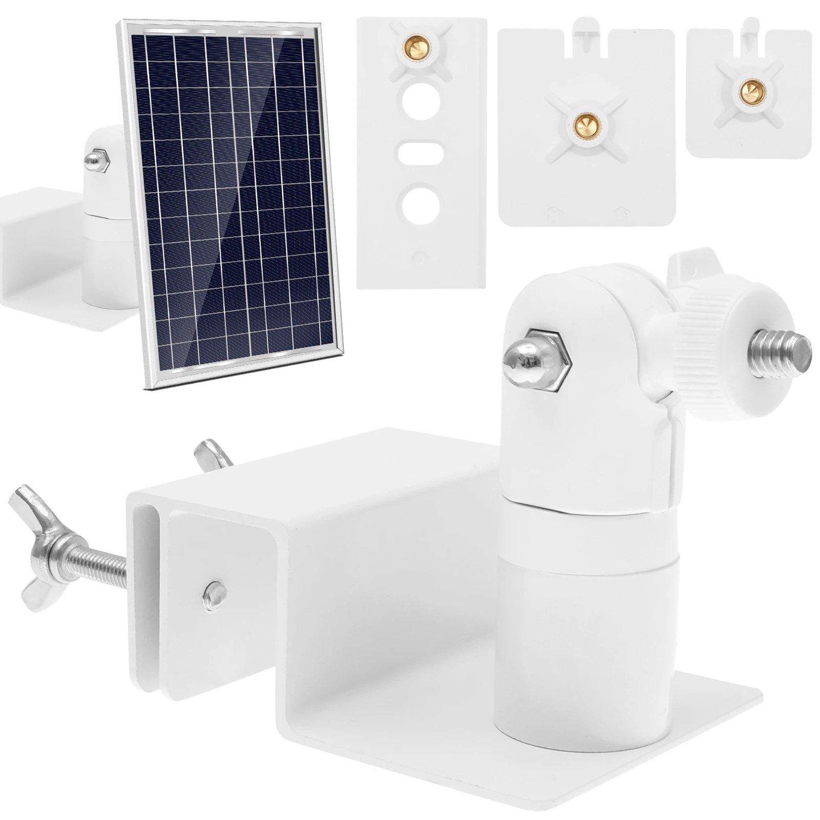 360 Degree Adjustable Gutter Roof Mount Holder for Ring Solar Panels Security Camera No Drilling Stainless Steel Bracket Set