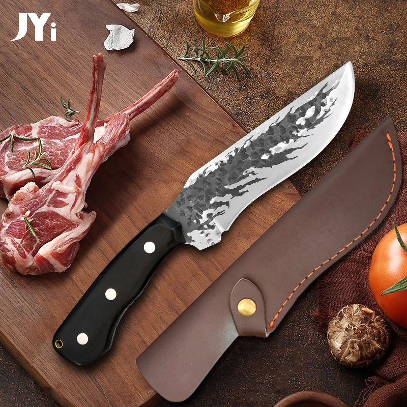 

Forged Butcher Knife Boning Knife Handmade Chef Kitchen Utility Knife Cleaver with Wood Handle Fishing BBQ Meat Cutter