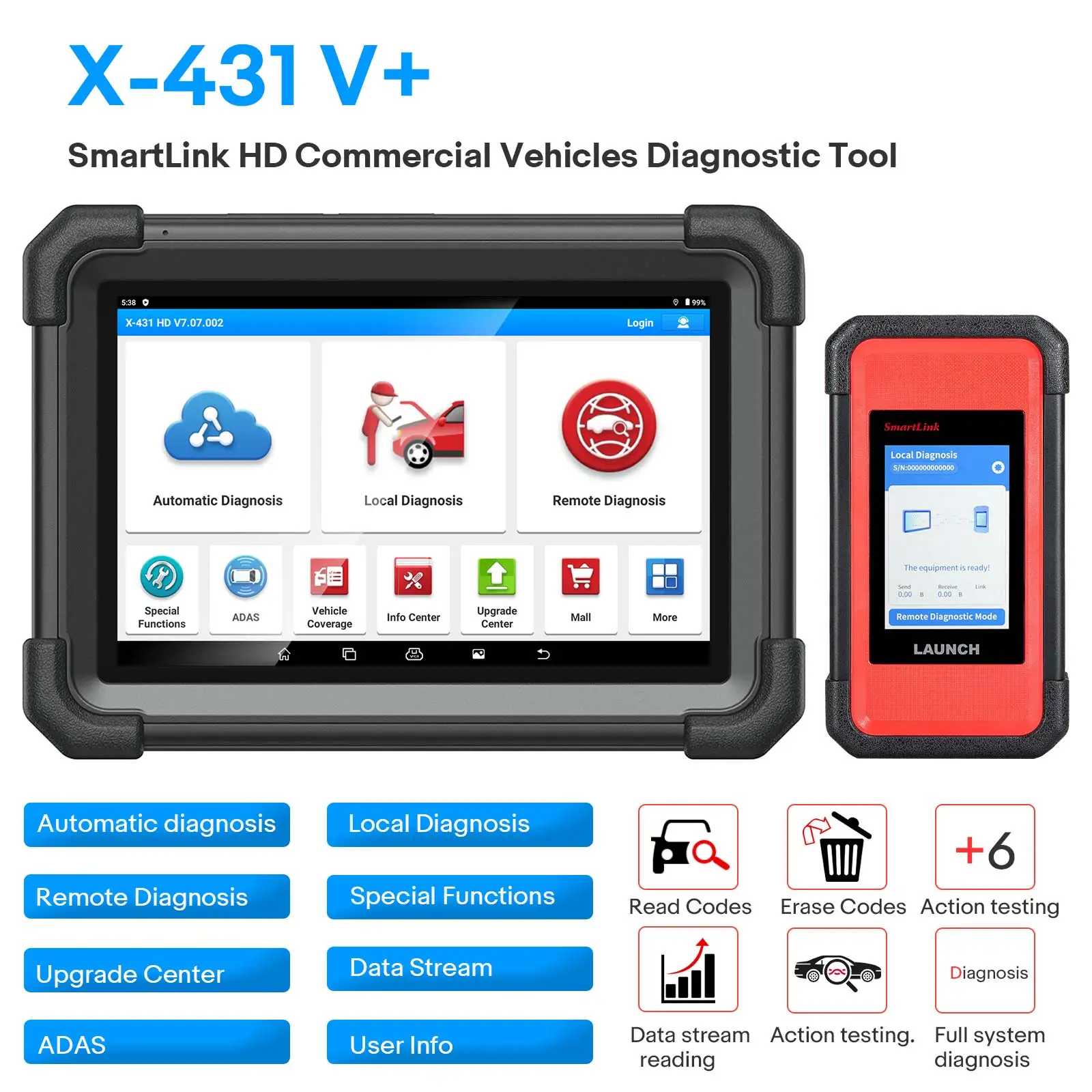 Vendas quentes versão mais recente x431 v + smartlink hd ferramenta de diagnóstico de caminhão pesado para caminhões 12v 24v suporta canfd