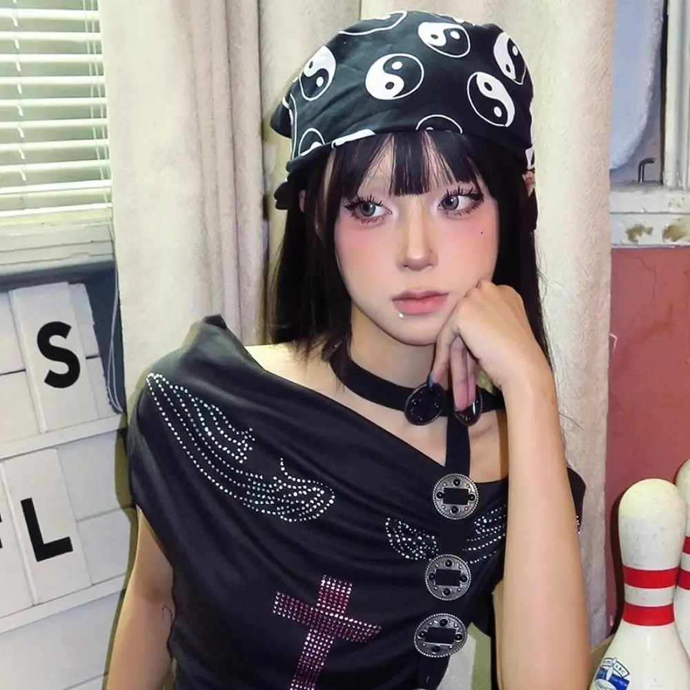 Exquisite Sweet Leopard Print Headscarf All-match Chest Scarf Y2k Print Turban Star Neckchief Punk Bandana Music Festival