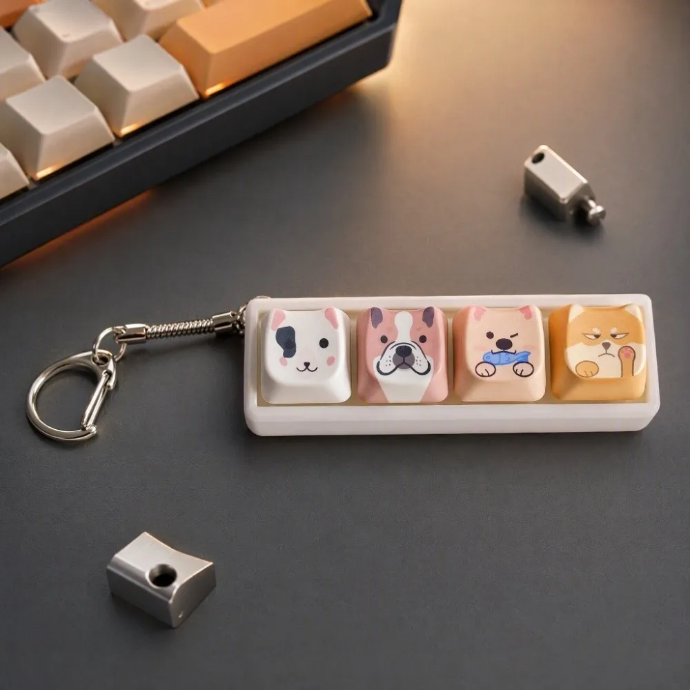 4/9-Key Decompression Button Cute Design Cartoon Dog Mini Keyboard Pendant Simulation Keyboard Puppy Keyboard Keychain