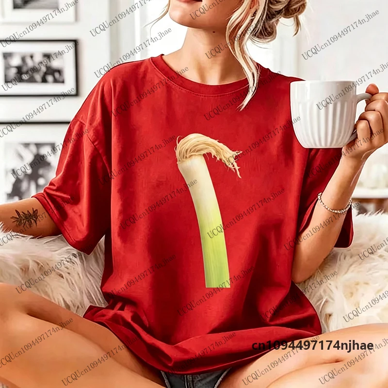 2026 Erling Haaland Scallion Meme Football Fan Graphic Women's T-Shirt Haaland Leek Hairdo Fun Cotton Tees Oversized Unisex Tops