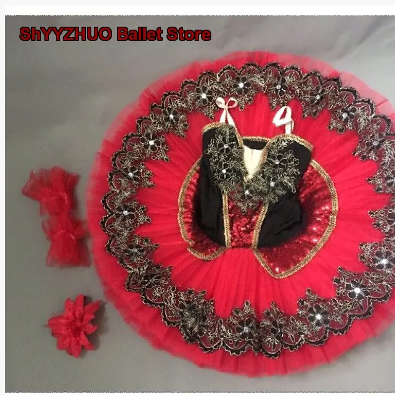 Professional Tutu Dress for Adults and Children Red Fluffy Tutu Dress for Don Quixote Performances Kids