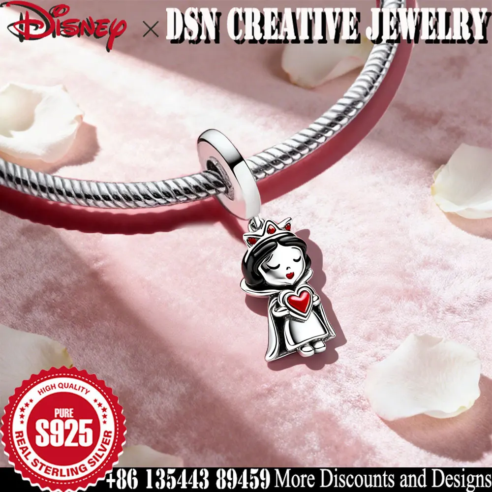 

DSN creative pendant 925 Sterling Silver Disney Princess Charm witch with Crown and heat dangle charm pendant women Jewelry gift
