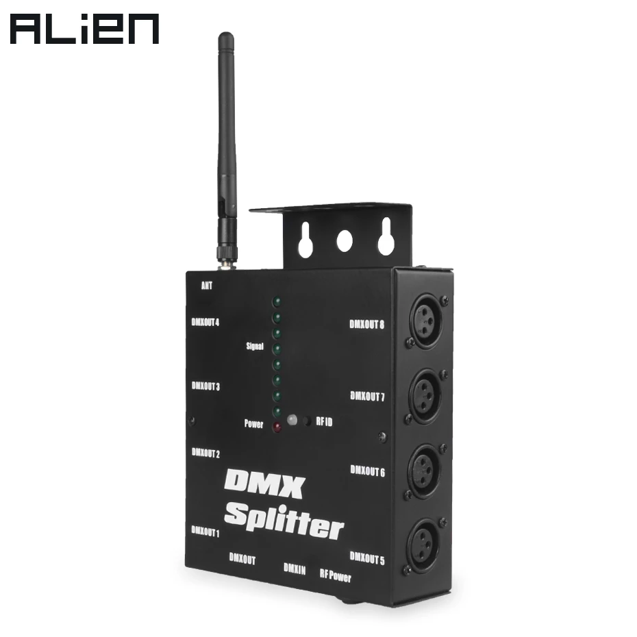 ALIEN 8 Way Wireless DMX 512 3-Pin Isolated Splitter Amplifier with Wireless DMX Transceiver Receiver for DJ Disco Stage Lights