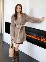 HDHOHR-abrigo de piel de visón Real para mujer, chaquetas de piel de visón Natural, ropa cálida y gruesa de talla grande, 2024