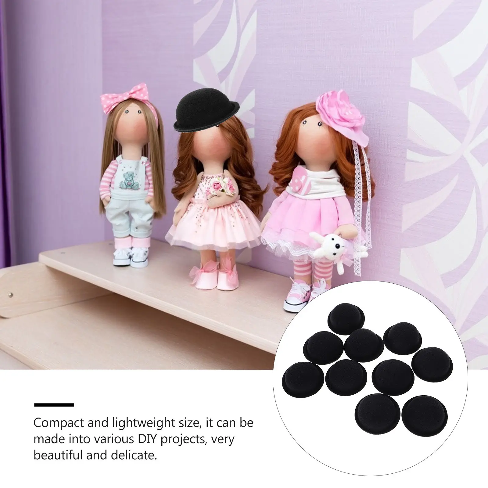 10Pcs Mini Hat for Crafts Exquisite Mini Top Hat Lightweight Portable for Hair Accessories Festival Decor DIY Craft