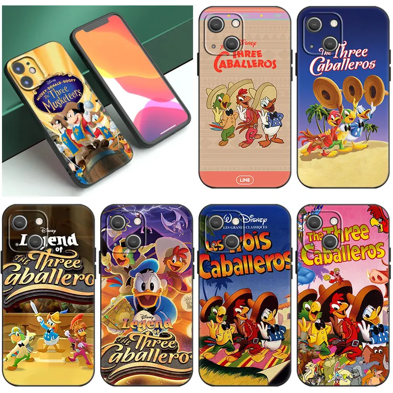 Disney The Three Caballeros Black Phone Case For Apple iPhone 14 12 13 Mini 11 Pro XR X XS MAX 6S 7 8 Plus 5S SE 2020 2022 Cover