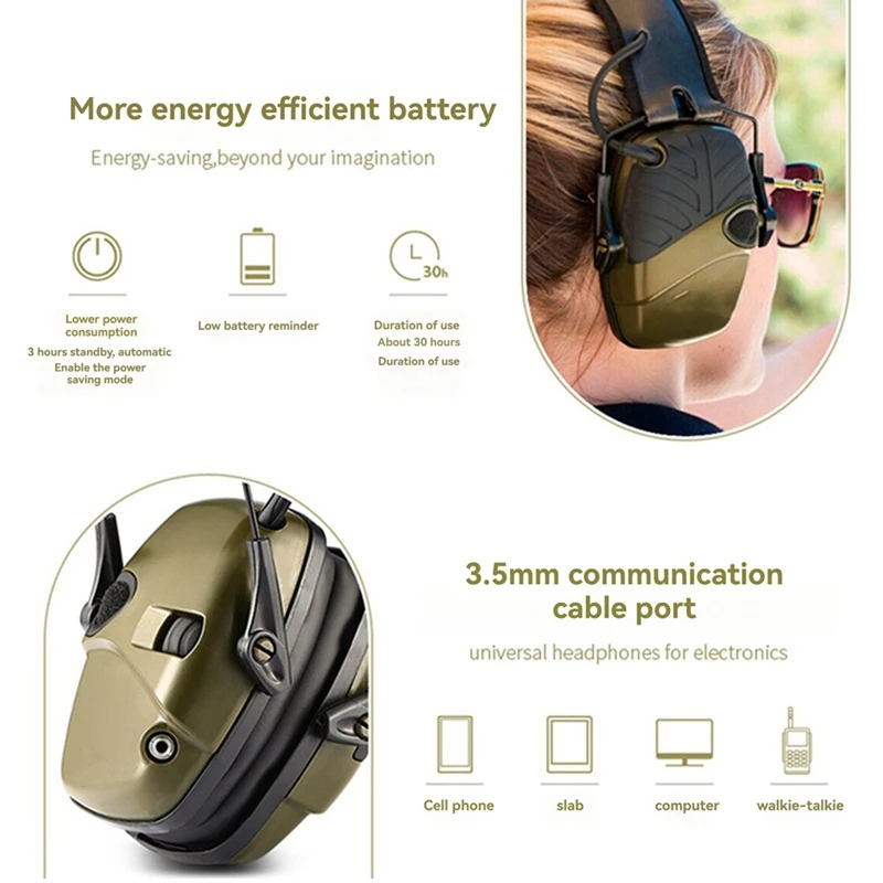 임팩트 청력 헤드폰, 전자 귀마개, 야외 스포츠 소음 차단 헤드폰