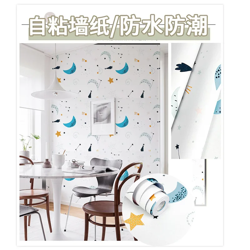 شحن مجاني ورق حائط ذاتي اللصق برسوم كرتونية لطيفة لتزيين الحائط الأبيض لغرفة النوم وخزانة طاولة رياض الأطفال ونجمة تجديد #3