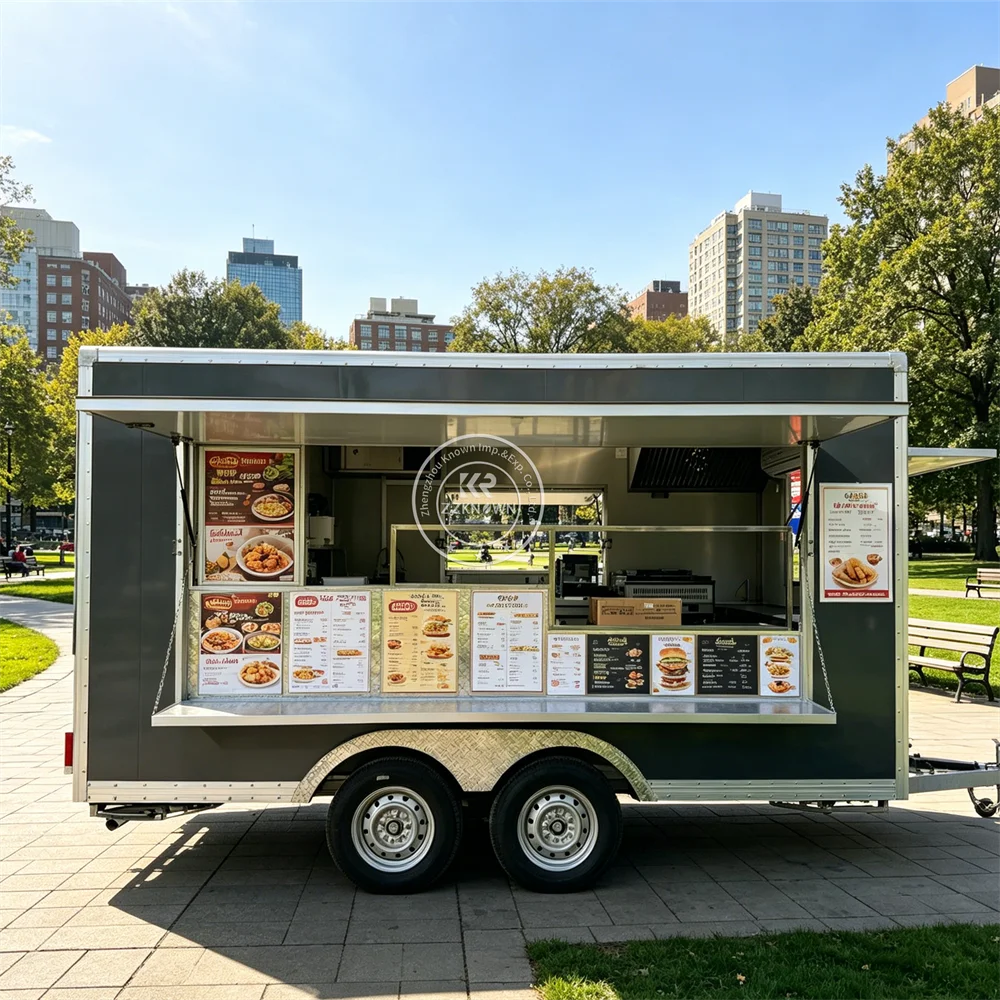 

Mobile Catering Trailer Ice Cream BBQ Restaurant Mobile Food Truck Fast Food Trailer With Kitchen Equipment