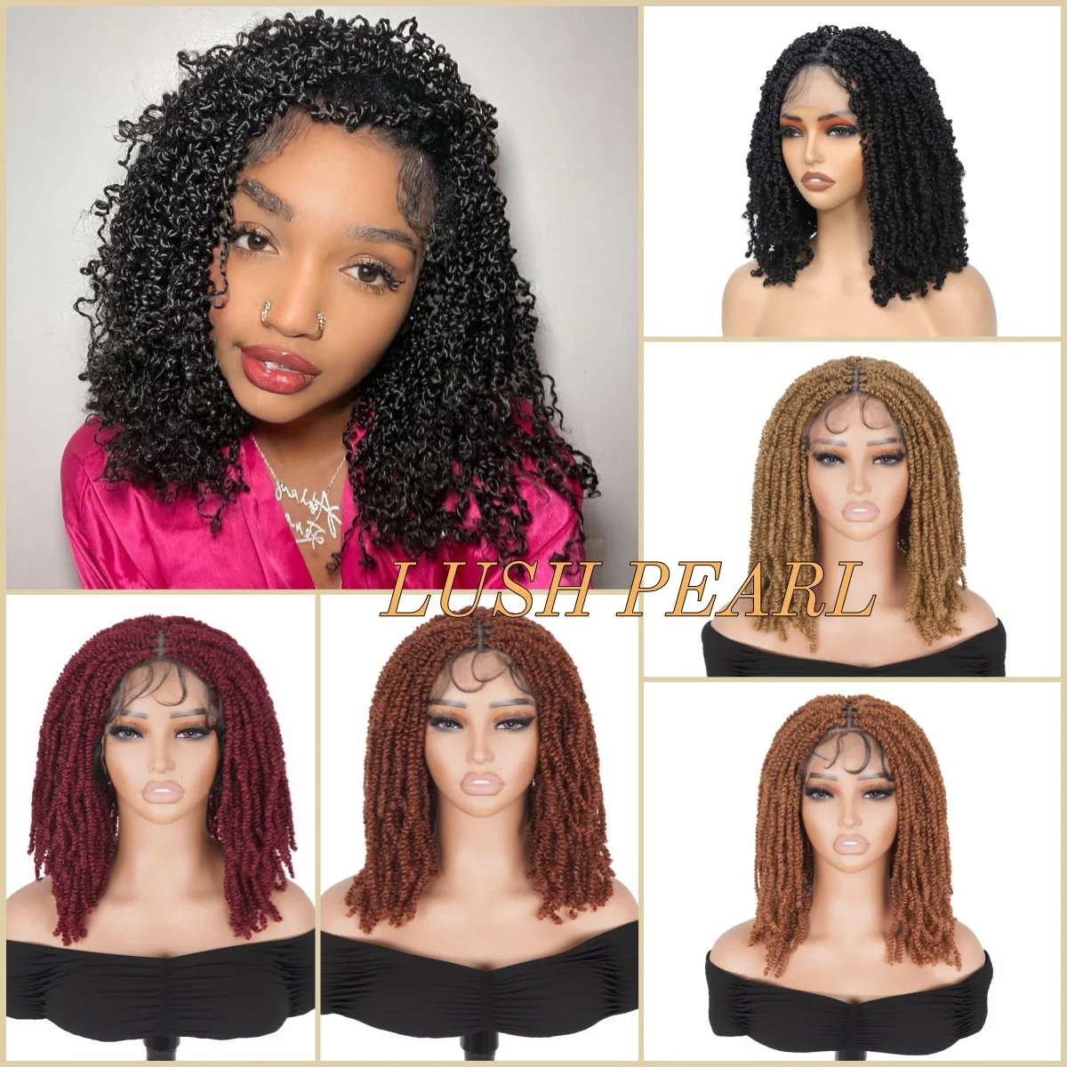Parrucca anteriore piena in pizzo all'uncinetto Passion Twist per donna Capelli castani neri Bohemian Spring Twist Capelli all'uncinetto Trecce sintetiche all'uncinetto