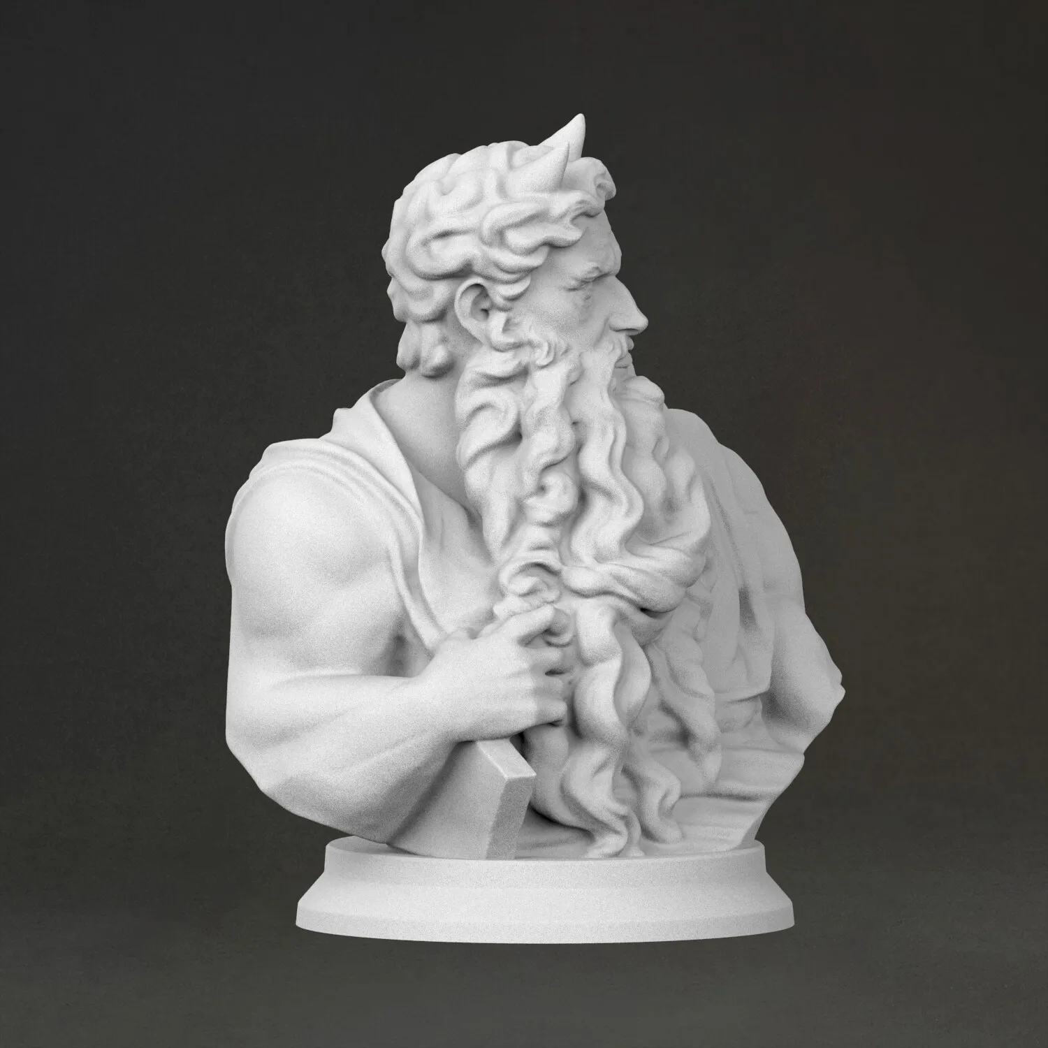 'Bust of Moses' Sculpture, 3D Printed Resin Material, Hand-Painted, Plaster-Like Ornaments (Ships Within 10 Days） - view 4