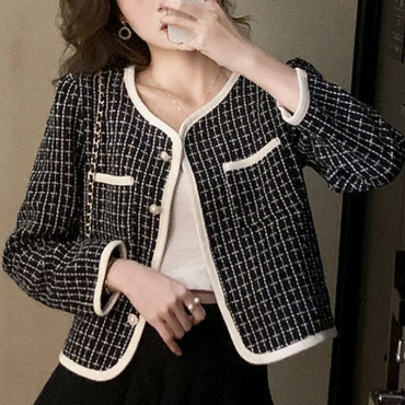 2024 New Upper Outer Garment Autumn Streetwear Short Office Lady Jacket Little Fragrant Coat Women Spring Versatile Top Cardigan